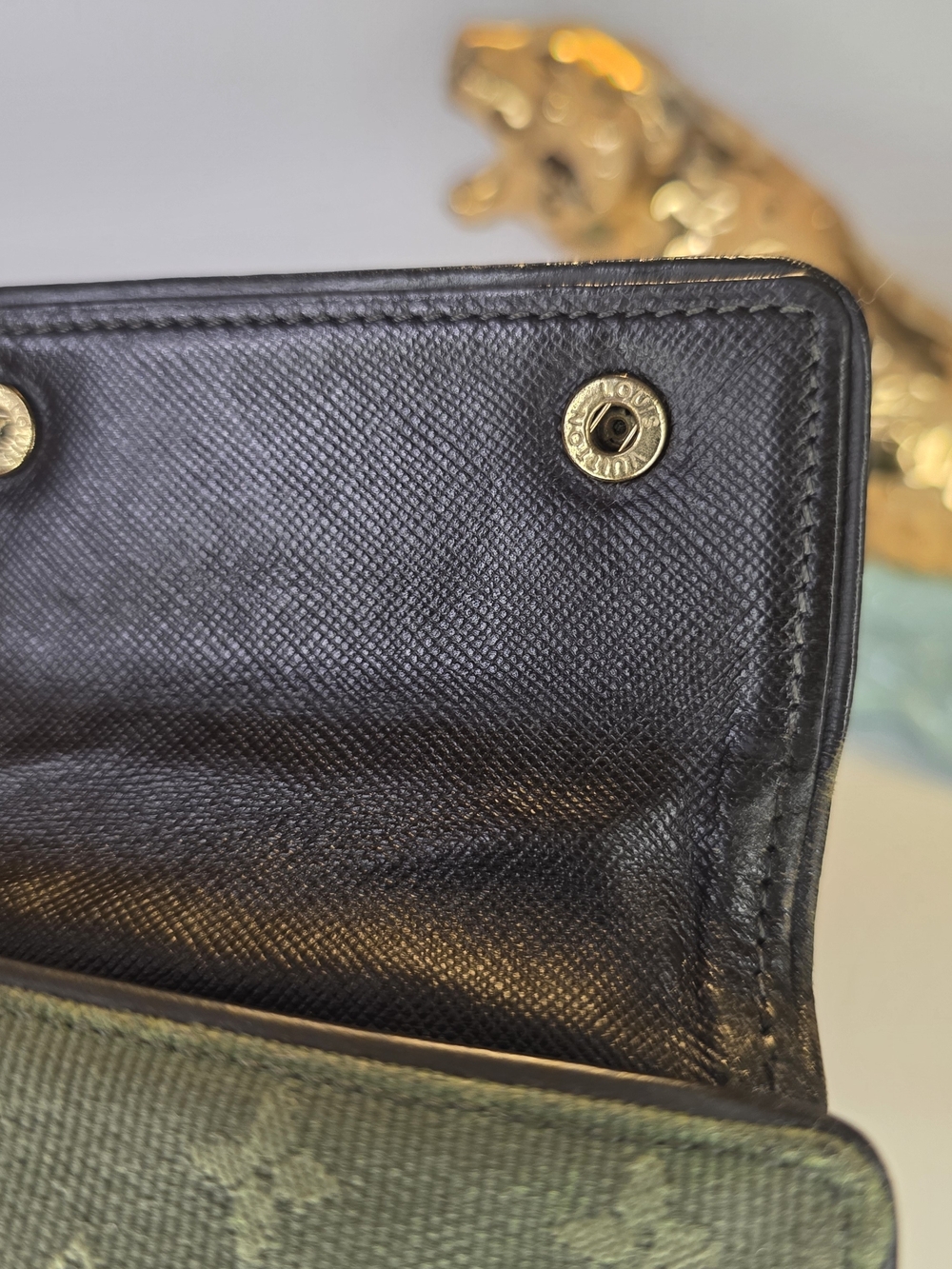 Louis Vuitton Green Mini Lin Denim Compact Fold Wallet W/ Chain ✨️ - Picture 9 of 9